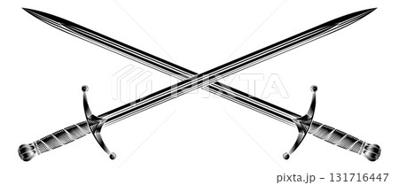 Crossed Medieval Swords Vintage Style Illustration Crossed Medieval Swords Vintage Style Illustration 131716447