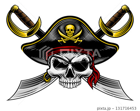 Skull Pirate Crossbones Cross Cutlass Swords 131716453