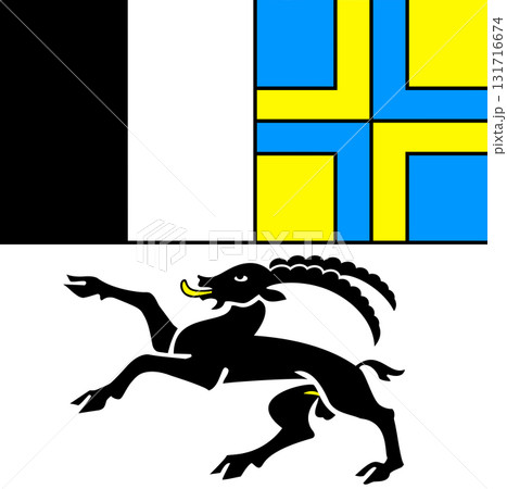 Flag of the canton of Graubunden in Switzerland 131716674