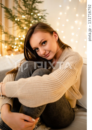 Cozy Winter Relaxation with Festive Lights 131716792