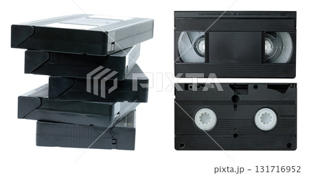 Set of retro VHS tapes isolated on transparent background 131716952