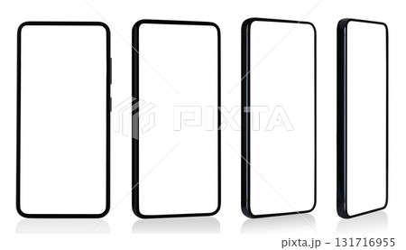 Set of smartphone images in different angles isolated on transparent background Set of smartphone images in different angles isolated on transparent background 131716955