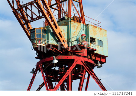 Old historic gantry cranes in Hisingen city landmark, Gothenburg, Sweden, sunny day 131717241