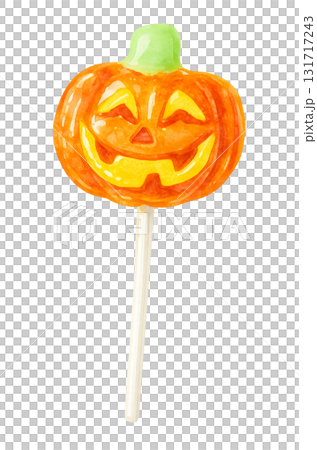 Cute watercolor illustration of a jack-o'-lantern candy halloween 131717243