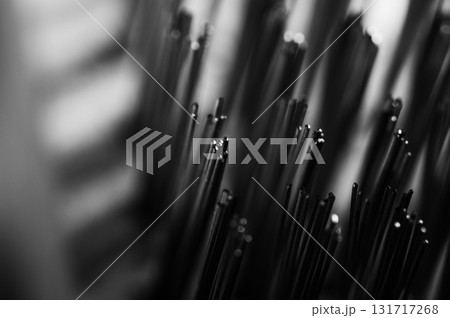 The steel brush is filmed in detail with an emphasis on the bristles 131717268