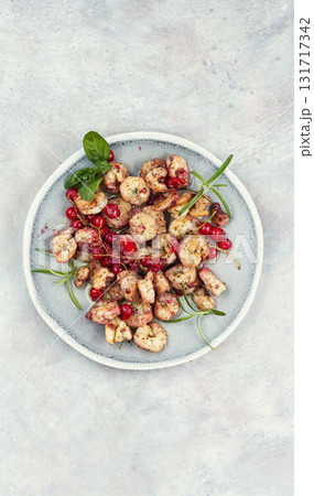 Grilled shrimps on plate. Grilled shrimps on plate. 131717342