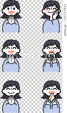 插圖集：一位女士說著“Itadakimasu gochisousama”並吃著食物 131717421