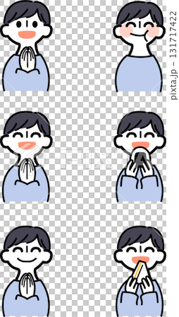 插圖集：一個男人說著“Itadakimasu gochisousama”並吃著食物 131717422