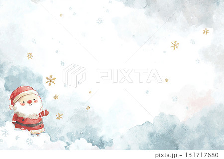 雪原とサンタクロースの冬の水彩イラスト背景素材（クリスマス） 131717680