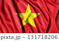 Vietnam flag with pleats with visible satin texture 131718206