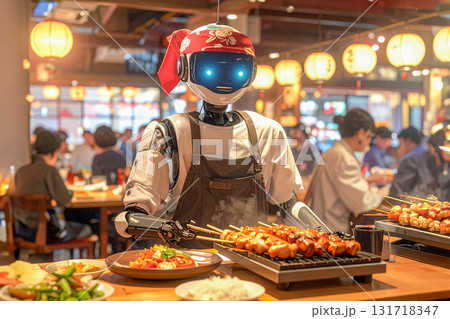 近未来の居酒屋のロボット店員_02 近未来の居酒屋のロボット店員_02 131718347