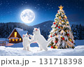 ホワイトクリスマスの月夜の猫たち 131718398
