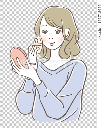 化粧をする笑顔の女性 131718436