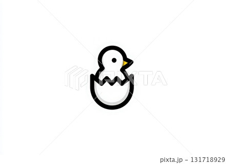 In a playful design, a cartoon duckling emerges from a cracked egg, symbolizing new beginnings and joy. The artwork features clean lines and bright colors, appealing to a young audience. In a playful design, a cartoon duckling emerges from a cracked egg, symbolizing new beginnings and joy. The artwork features clean lines and bright colors, appealing to a young audience. 131718929