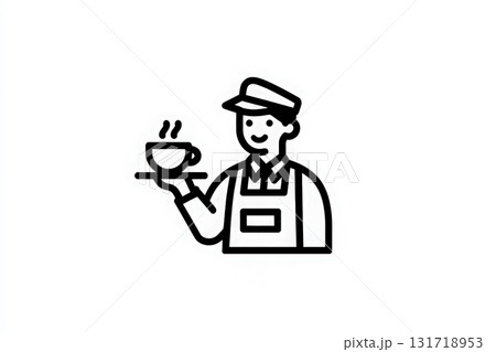 A friendly barista stands behind a counter holding a steaming cup of coffee on a tray. The scene captures the warmth of a cafe atmosphere, perfect for relaxing and enjoying a favorite drink. A friendly barista stands behind a counter holding a steaming cup of coffee on a tray. The scene captures the warmth of a cafe atmosphere, perfect for relaxing and enjoying a favorite drink. 131718953