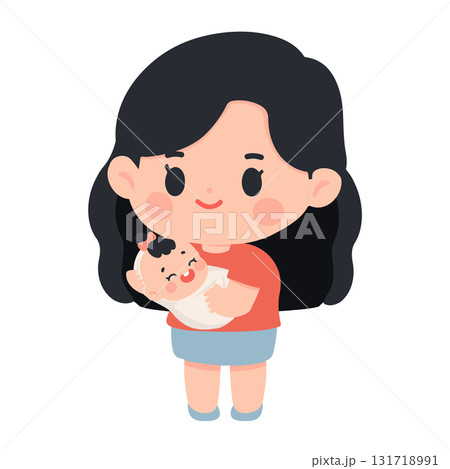 Illustration of Mother Holding Baby 131718991