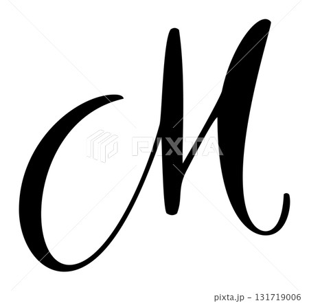 Vector calligraphy hand drawn letter M icon logo. Script font. Handwritten brush style 131719006