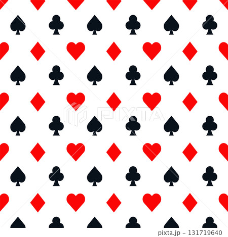 Seamless Pattern of Playing Card Suits on White Background. Seamless Pattern of Playing Card Suits on White Background. 131719640