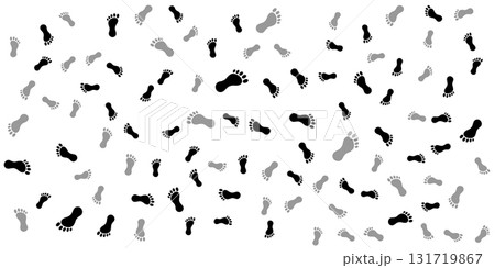 Seamless Pattern of Black and Grey Footprints on White Background. 131719867