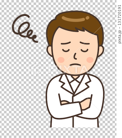一位憂心忡忡的年輕男藥劑師的插圖 一位憂心忡忡的年輕男藥劑師的插圖 131720191
