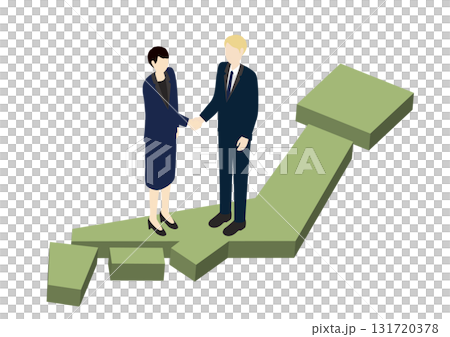 Isometric illustration of international business partners shaking hands over a map of Japan Isometric illustration of international business partners shaking hands over a map of Japan 131720378