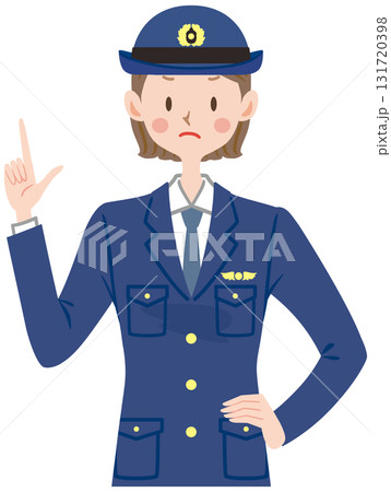 注意する女性警官のイラスト 131720398