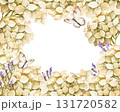 beige horizontal frame with watercolor hydrangea branches with flowers, butterfly, garden flowers in vintage style, pastel colors blossom flowers heard, bud for greeting card, wedding decoration 131720582