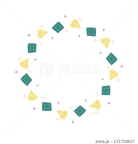 Gemstone Frame with Diamonds and Crystals Circle Border Vector Illustration 131720627