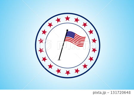 Round frame American Flag the fourth of July with Stars. 131720648