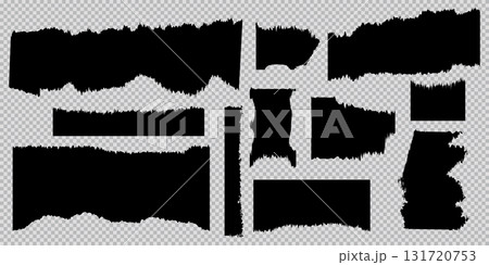 Ripped piece black papers torn blank pages jagged rectangle shapes. Torn pages with uneven texture. Ripped piece black papers torn blank pages jagged rectangle shapes. Torn pages with uneven texture. 131720753