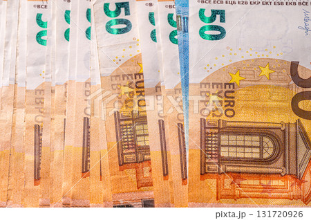 fifty and twenty euro banknotes close-up. Cash background fifty and twenty euro banknotes close-up. Cash background 131720926