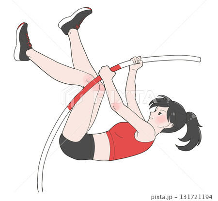 棒高跳びをする女子のイラスト 131721194