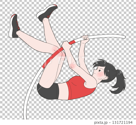 Illustration of a girl pole vaulting Illustration of a girl pole vaulting 131721194