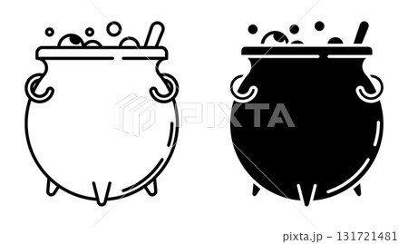 Linear icon. Pot bellied cast iron cauldron...のイラスト素材 [131721481] - PIXTA
