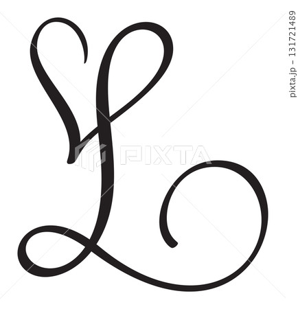 Hand drawn vector calligraphy letter L with heart. Script capital font logo. flourish style brush Handwritten Hand drawn vector calligraphy letter L with heart. Script capital font logo. flourish style brush Handwritten 131721489