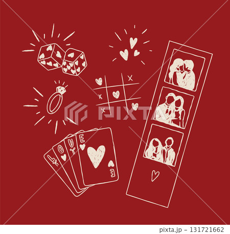 Romantic love elements red and beige 131721662