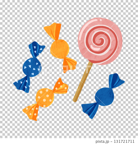 Candy set - watercolor hand-drawn illustration 131721711