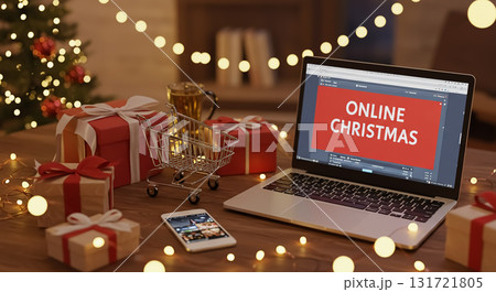 オンラインで楽しむクリスマスの買い物風景 オンラインで楽しむクリスマスの買い物風景 131721805