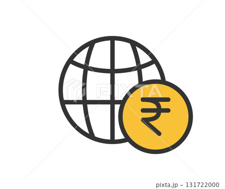 地球とルピーマークのアイコン(インド経済・国際金融・グローバルビジネス) 地球とルピーマークのアイコン(インド経済・国際金融・グローバルビジネス) 131722000