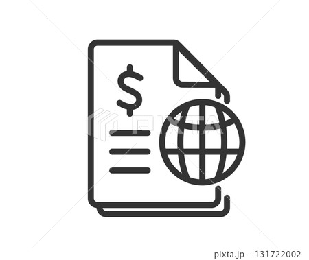 地球とドルマーク付きの書類アイコン（国際経済・会計・財務報告） 131722002