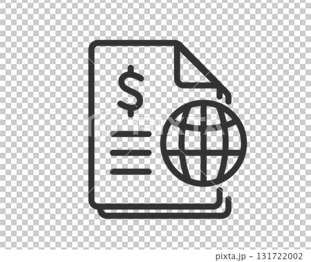 地球とドルマーク付きの書類アイコン（国際経済・会計・財務報告） 131722002