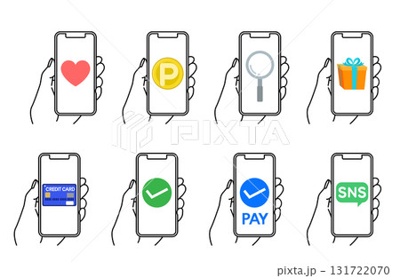 スマホの画面　バリエーションセット　線画　イラスト 131722070
