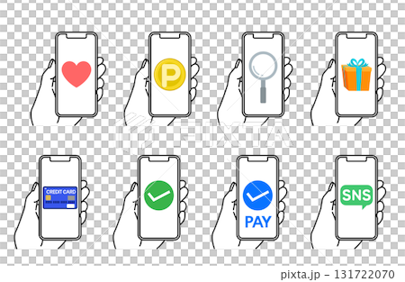 スマホの画面　バリエーションセット　線画　イラスト 131722070
