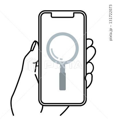 スマホの画面 検索マーク 線画 イラスト スマホの画面 検索マーク 線画 イラスト 131722073