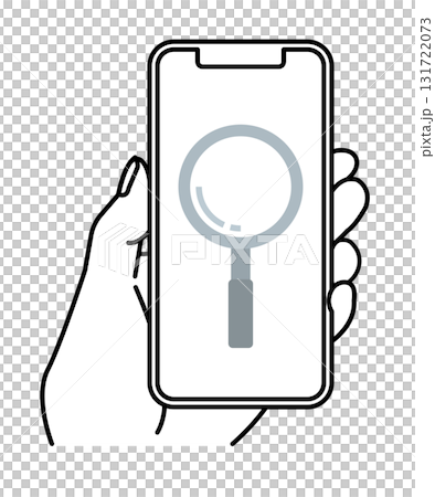スマホの画面 検索マーク 線画 イラスト スマホの画面 検索マーク 線画 イラスト 131722073