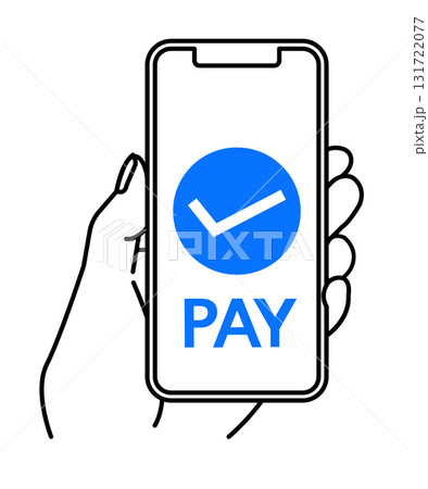 スマホの画面 電子マネー ペイ 線画 イラスト スマホの画面 電子マネー ペイ 線画 イラスト 131722077