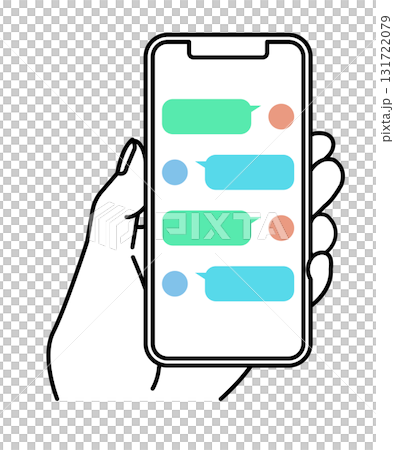 スマホの画面 SNSメッセージ 線画 イラスト スマホの画面 SNSメッセージ 線画 イラスト 131722079