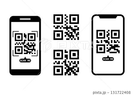 QR Code Scanning on Smartphones - Vector Illustration. 131722408