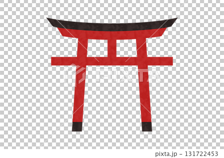 Vector illustration of a shrine's torii gate in watercolor style 131722453