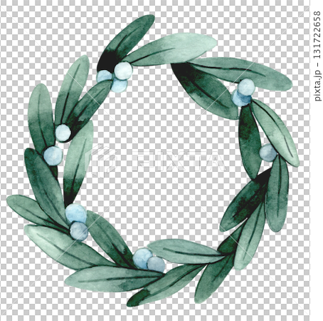 Christmas wreath. Cute watercolor illustration in a simple style. Christmas wreath. Cute watercolor illustration in a simple style. 131722658